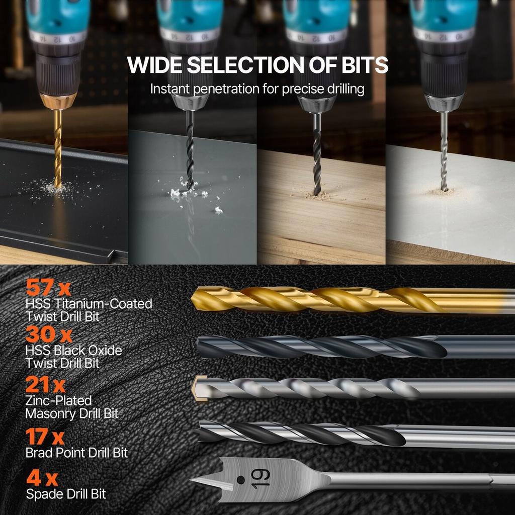 Drill Bit Set 246PCS Screwdriver Bit Set with Carrying Case Multi-purpose