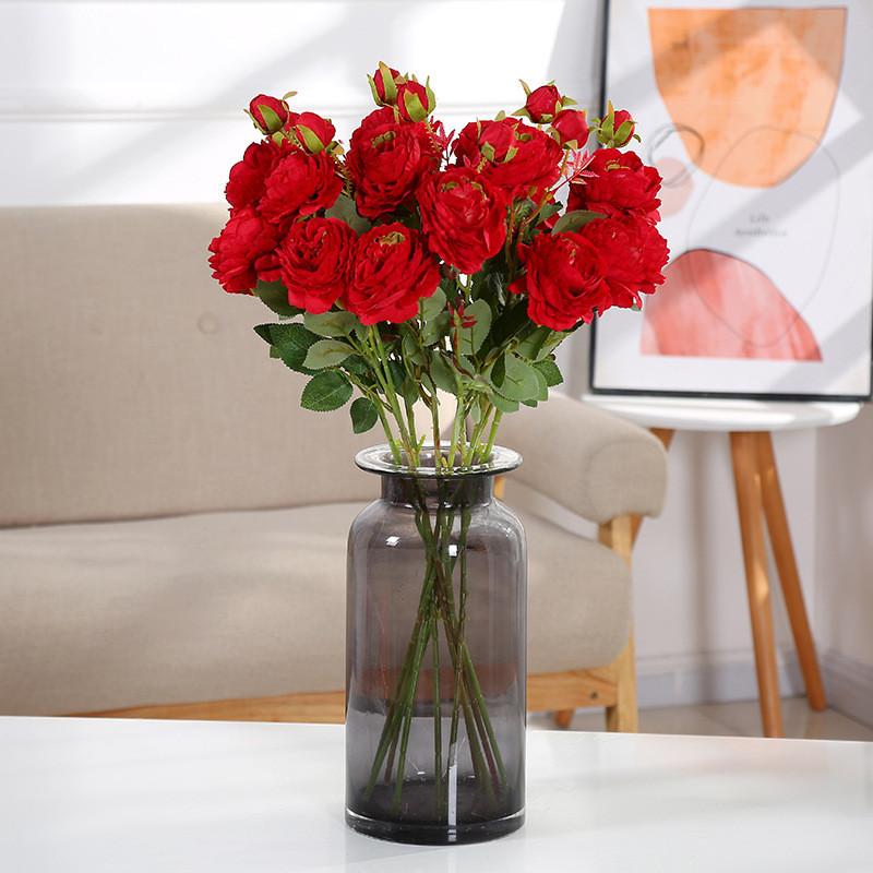 Style Artificial European Peony Rose Silk Flower For Props Wedding