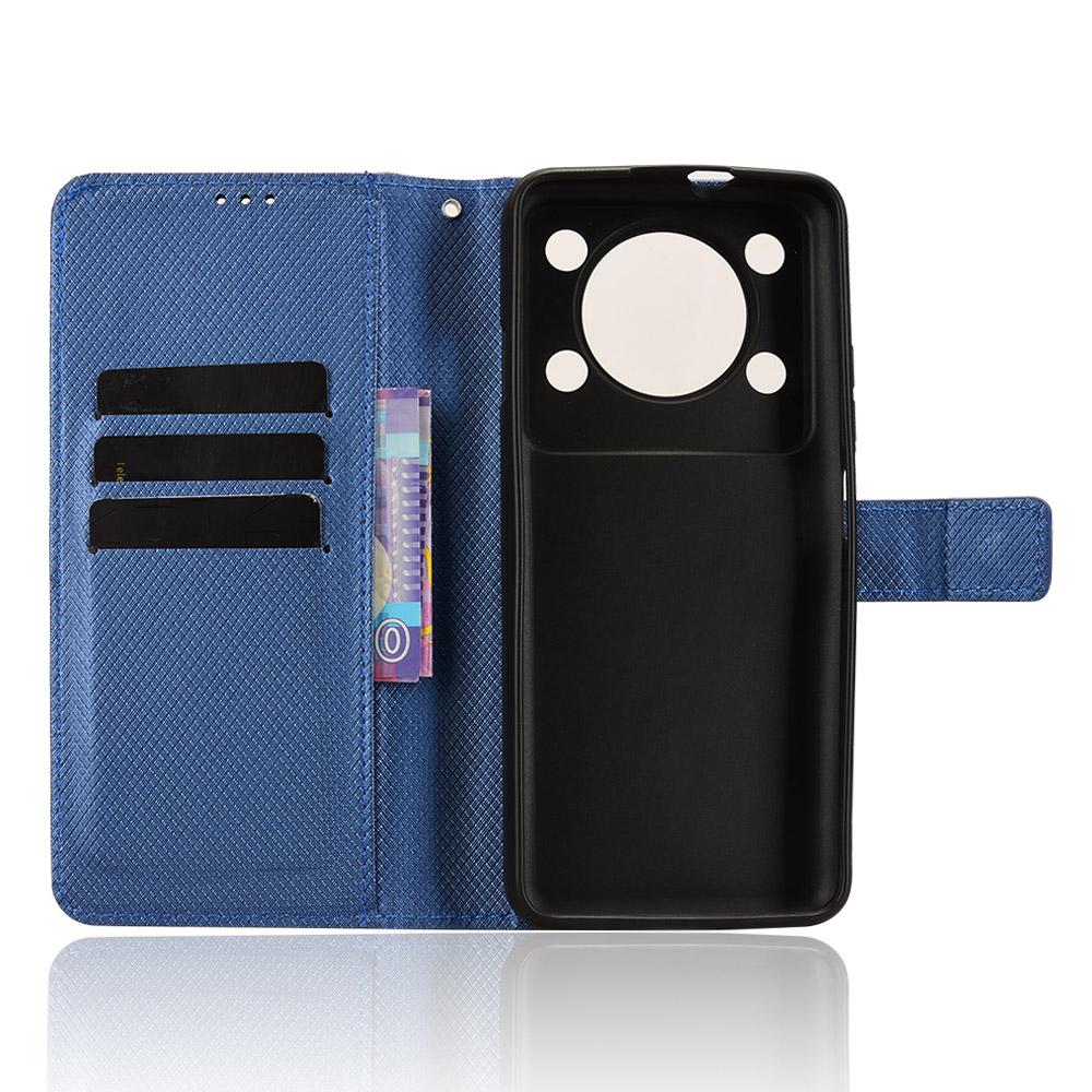 For Oukitel C60 Pro/Oukitel C60 Leather Wallet Case with Strap Diamond Texture Phone Cover