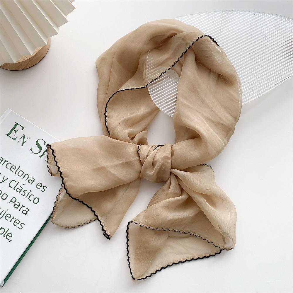 Solid Color Lace Neckerchief Long Scarfs Ribbon Wrist Basic Versatile Thin Head Scarf For Women Simple Headband Fashion Hairband