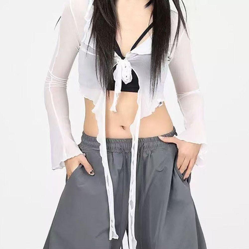 See Through Hip-hop Scarf Streetwear Waistband Jeans Pants Decor Jazz Dance Scarf