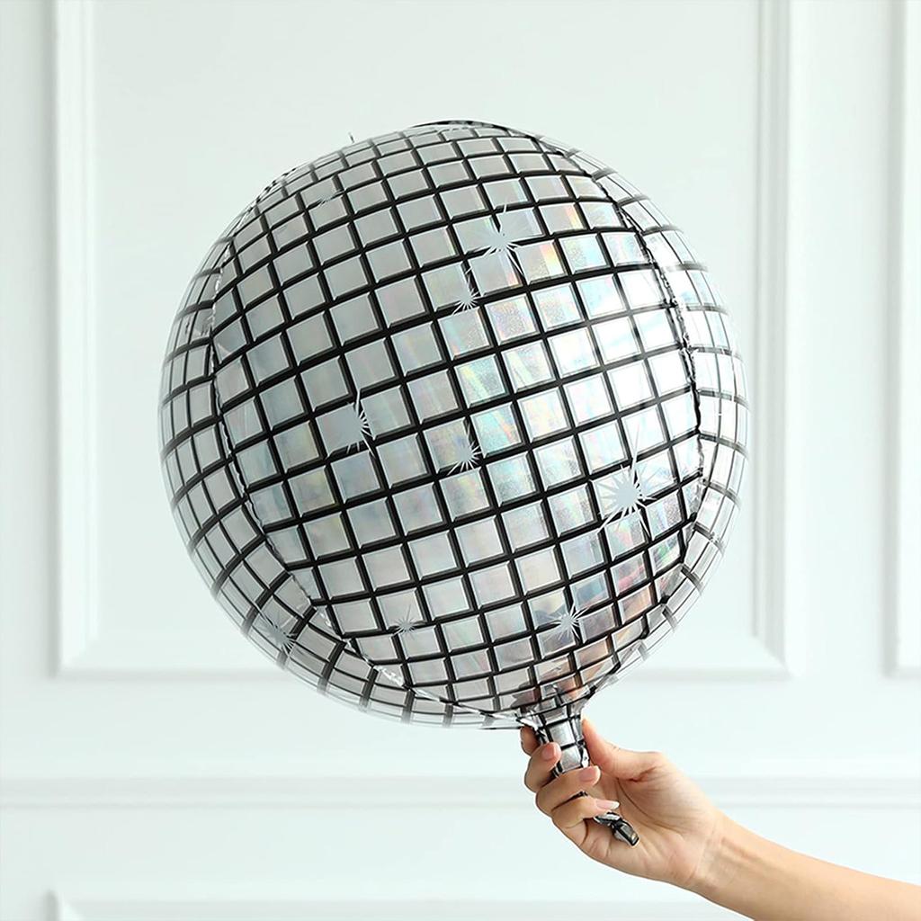 6pcs Disco Foil Balloons 4D Large Round Foil Balloons 22 Inch Ball Helium Mylar Party Balloons for Birthday Party Decoration
