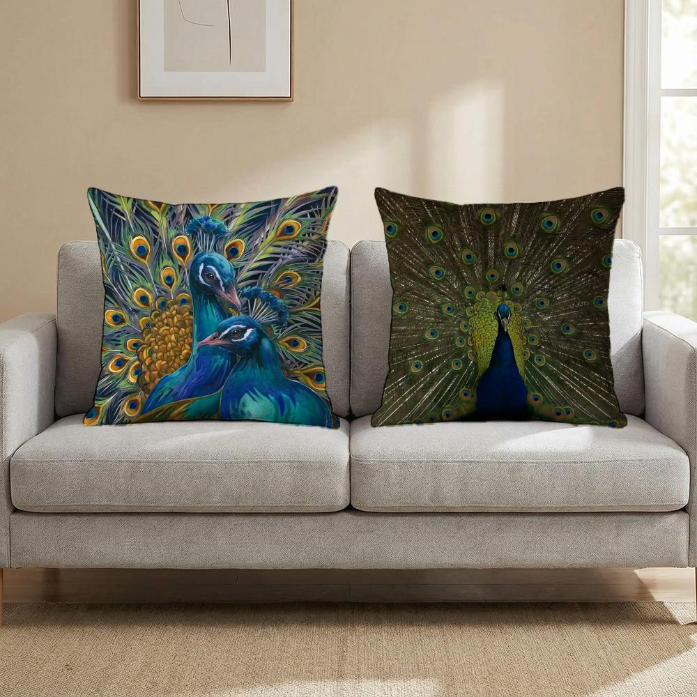 Peacock Cushion Cover Multi-Scene Pillow Cover for Home & Car - Reversible, Soft & Durable for Daily Use