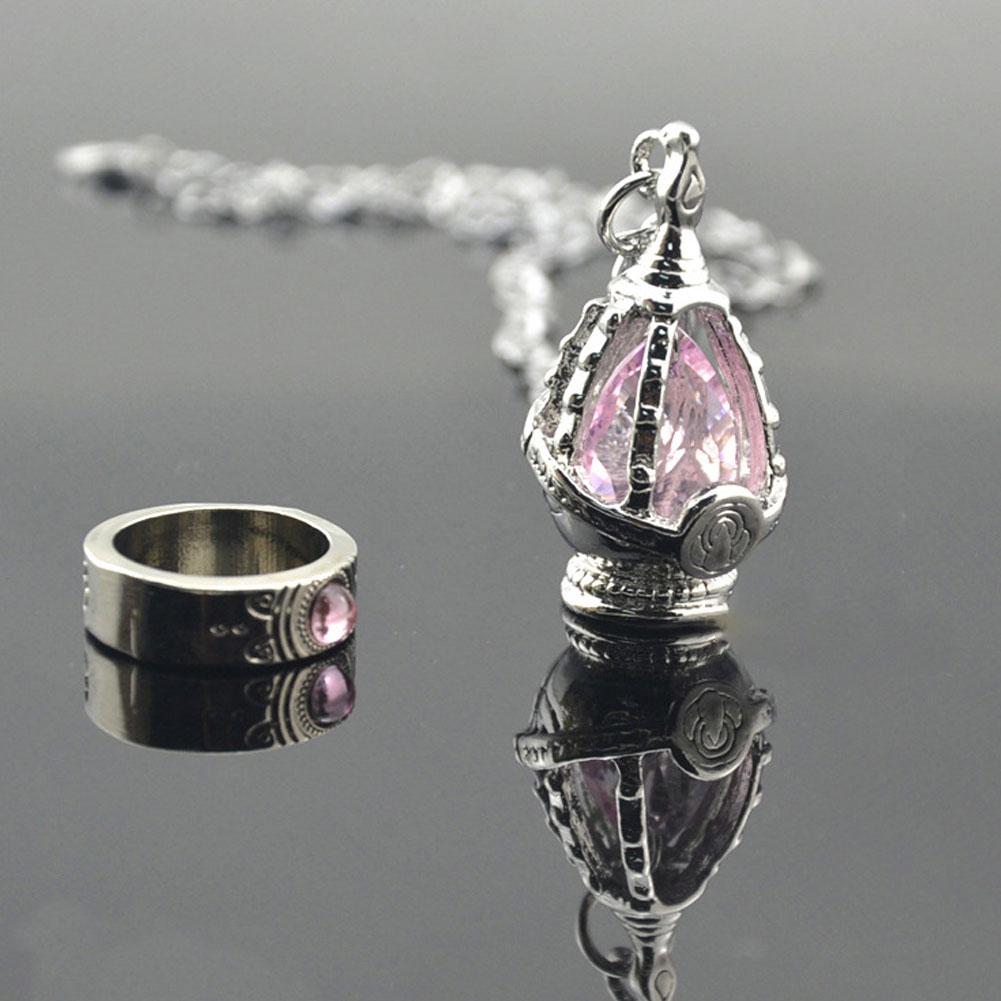 Magic Girl Necklace Small Circle Soul Necklace Ring Set Jewelry Pendant Soul Spirit Core Necklace Ring Card Set Anime Necklace