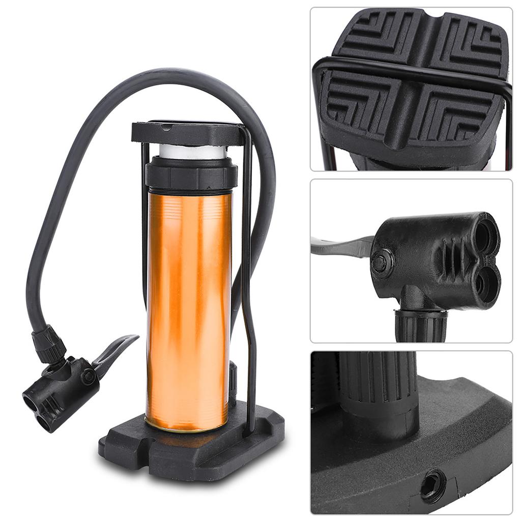 Bike Pump Portable Motorcycle Foot Pumps Aluminum Alloy (Black)