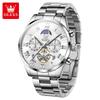 OLEVS Men's Watches Multifunctional Chronograph Flywheel Dial Original Wristwatch Moon Phase Waterproof Watches