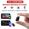 2 in 1 Mini Wireless CarPlay Adapter Android Auto Wireless Smart Dongle Kabelgebunden zu Drahtlos Car Ai Box für iPhone Android Handy für Toyota VW Peugeot MG