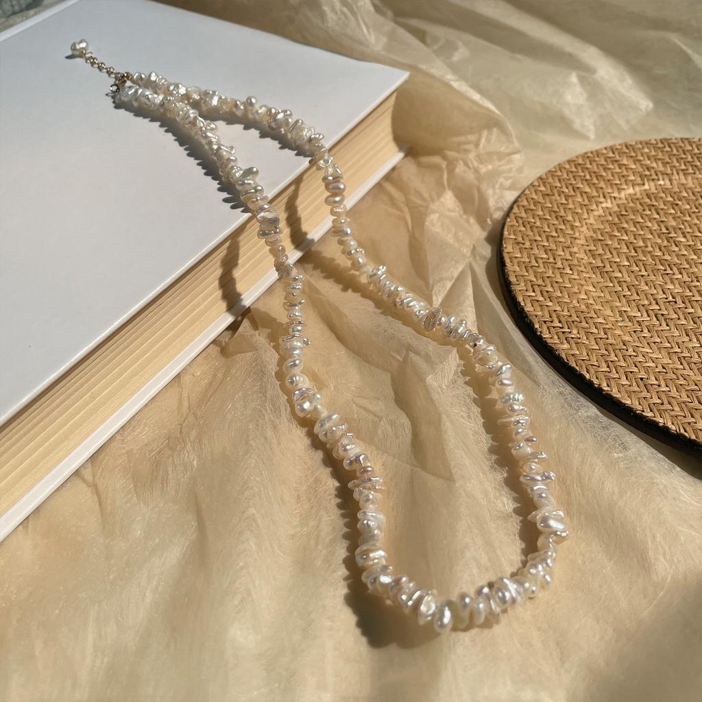 Baroque Special-Shaped Freshwater Pearl Necklace Stacked Hole Small Petal Bead Bracelet Irregular Broken Rice Pearl Collarbone Chain