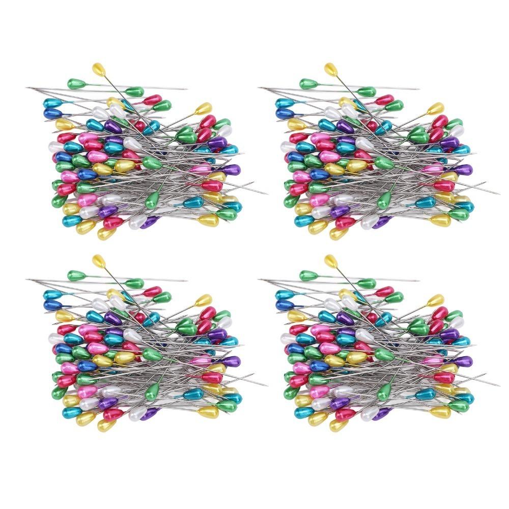400pcs Teardrop Colored Pearl Head Corsage Pins Straight Sewing Pins For Flower Decorations