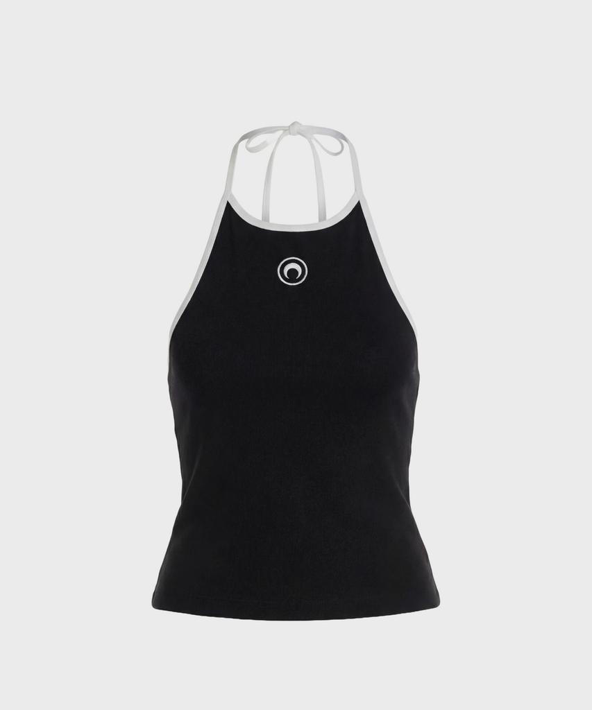 MARINE SERRE (W) Moon Logo Bicolor Jersey Tank Top Black/White