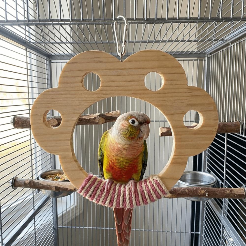 Wear Resistant Parrot Swing Toy Wooden Interactive Bird Toy Parrot Play Rack  Beak Sharpening