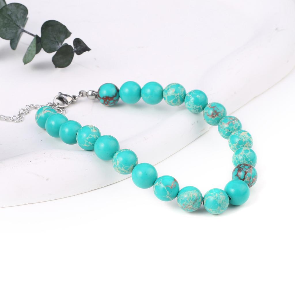 Nový styl Dámský náramek Přírodní kámen Emperor Stone Korálky 8X8 MM Přívěsky pro ženy Romantický dárek k narozeninám