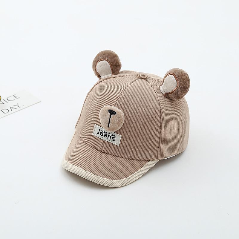 Cartoon Bear Ear Baby Baseball Hat Spring Cotton Toddler Boy Girl Duck Tongue Cap Korean Solid Color Kids Sun Visor Hats