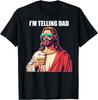 Maglietta 'Lo Dico a Papà' Divertente Religiosa Cristiana Meme di Gesù T-Shirt