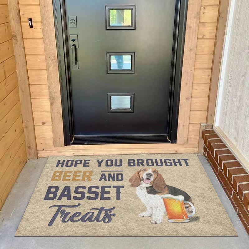 Pet Themed Door Mat With Dog Funny Text And Beverage Designs Adorable Printed Mat Non Slip Floor Mat For Entryway Doorstep