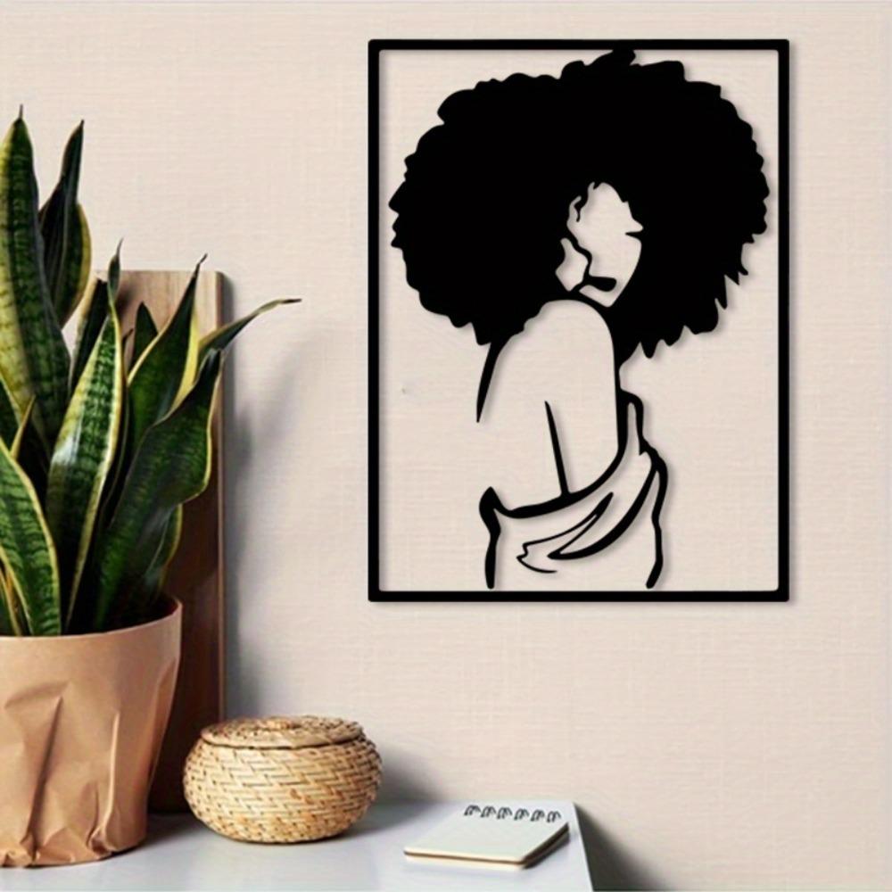 Metal Wall Art African Woman Silhouette Sculpture Rustproof Iron Office Decor Gift Art Lovers Cultural Heritage