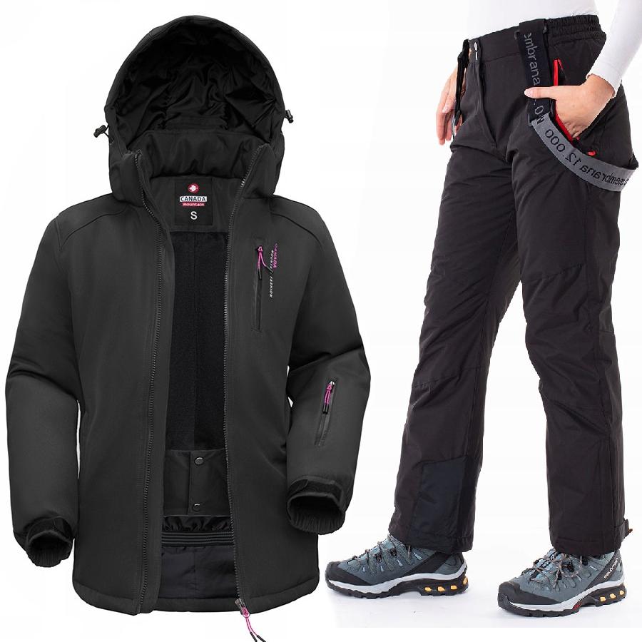 Women's Ski Suit Two Colours Winter Warm With Hood 3Xl Black + Pants