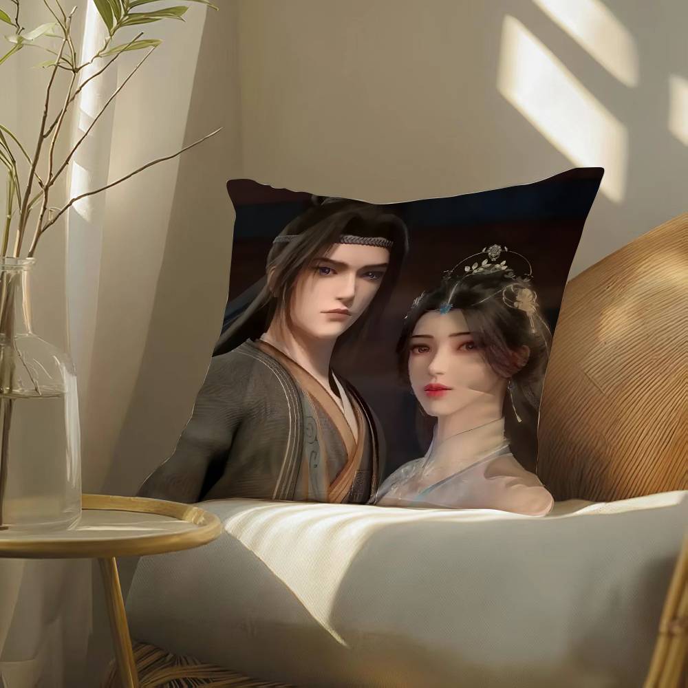 Chinese Classical Handsome Wu Xin Man Pillow Case Silky Elegant Comfort Sofa Bed  Invisible Zipper Beach Pillowcase