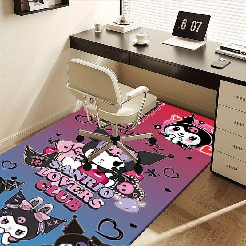 1pc Sanrio Kuromi Mermaid Printed Office Carpet Rectangle Rug Under The Table,Perfect Room Decor for Living Room, Bedroom, Kitchen, Non-slip Floor Mat