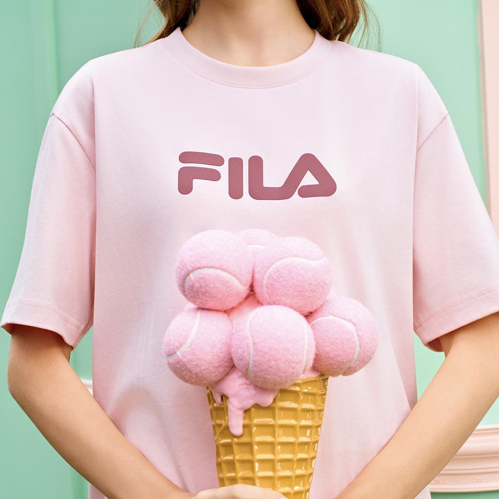 Fila Original Colorful Fashion Simple Classic Retro Big Logo Sports Trendy Casual Versatile Comfortable Loose Short Sleeve T-Shirt F51U619102FPK