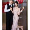 Moderner rosa chinesischer Cheongsam: 2025 Braut Verlobungs- & Abendkleid
