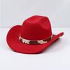 Xiyin's new felt hat, western cowboy hat, autumn and winter unisex Tibetan-style leather belt rolled-brim cowboy hat