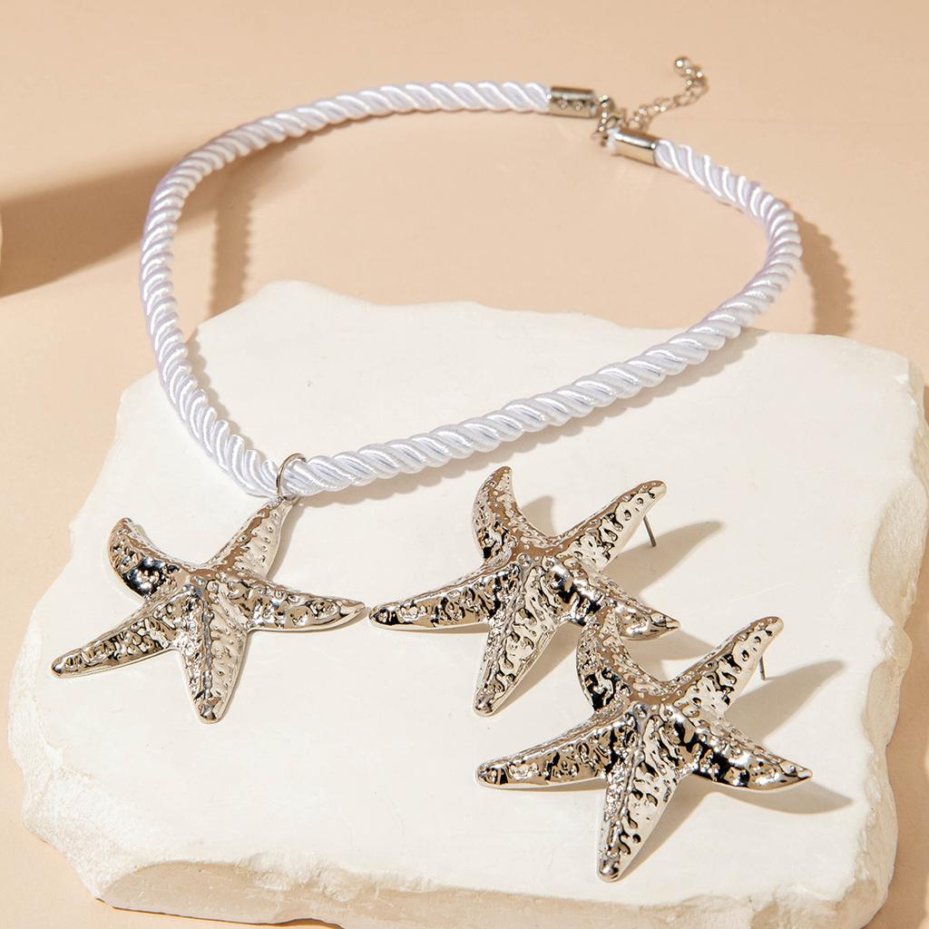 Alloy Conch Starfish Shell Thick Rope Necklace Versatile Trend Jewelry