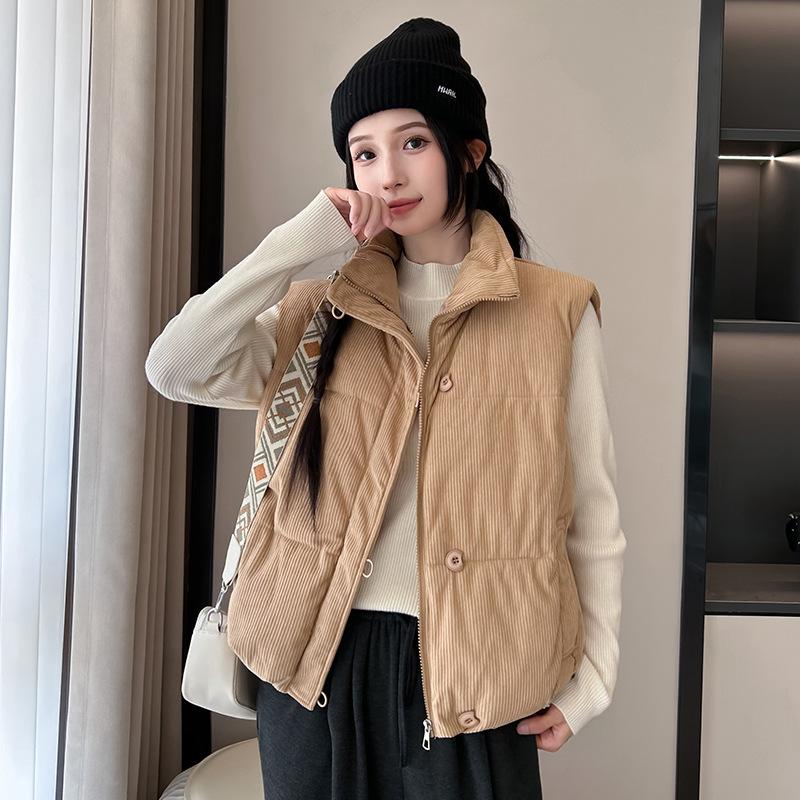 

Новая женская легкая куртка без рукавов со стойкой, однотонная, утолщенная теплая спортивно-повседневная свободная куртка-фонарик из хлопка XXL хаки