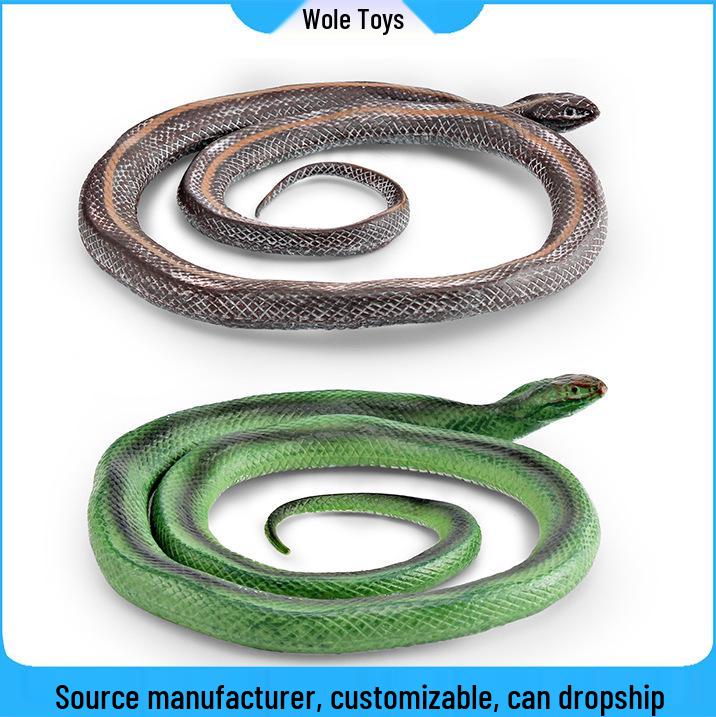 Children's Cognitive Chinese Cobra Snake Model - Green Reptile Prank Toy Decoration