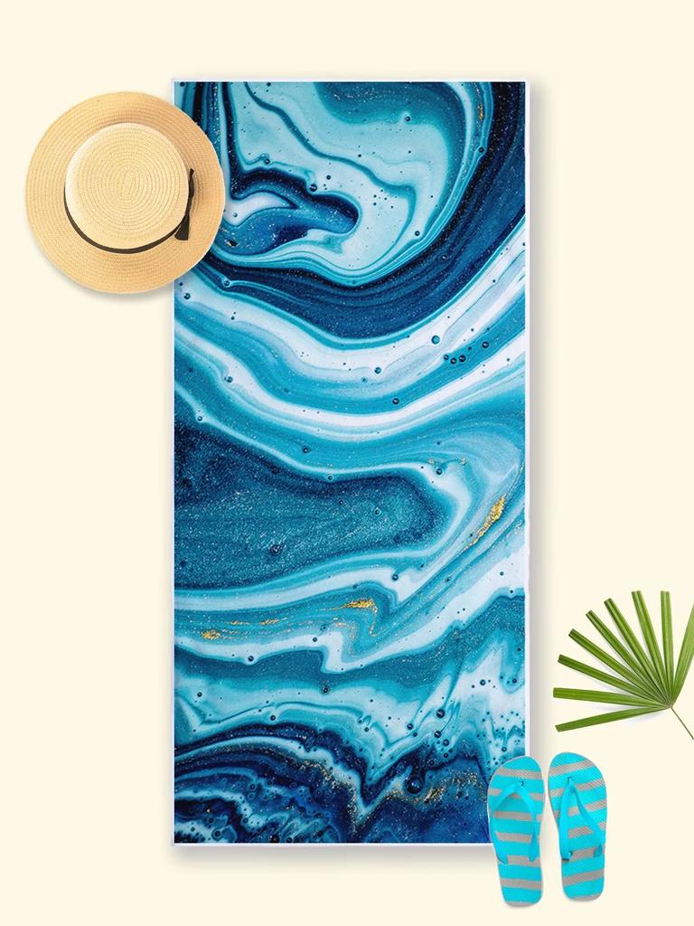 1pc Style Blue Mandalay Pattern Beach Towel,Ultra-Fine Fiber Beach Blanket,Highly Absorbent Bath Towel,Suitable For Summer