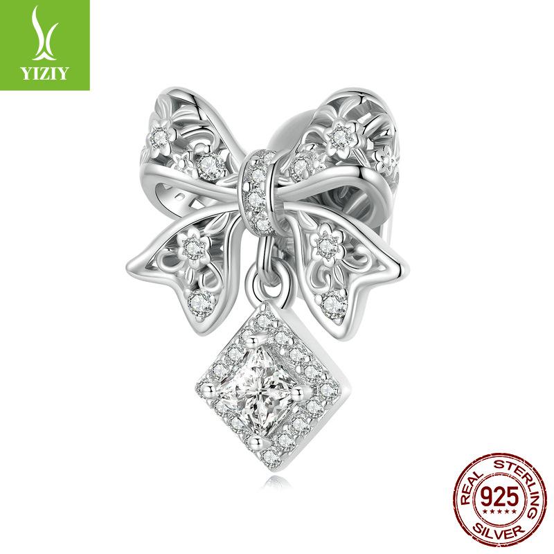 Lace Bow Silicone Ring Positioning Bead Accessories, French Court Style Diy Sterling Silver Beads