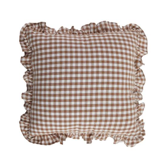 Copricuscino Decorativo a Volant per Divano Letto Quadrato, Federa a Quadri in Cotone con Bordo Arricciato, Cuscini Monocolore 18x18 Pollici 20x12 Copertura Decorativa per
