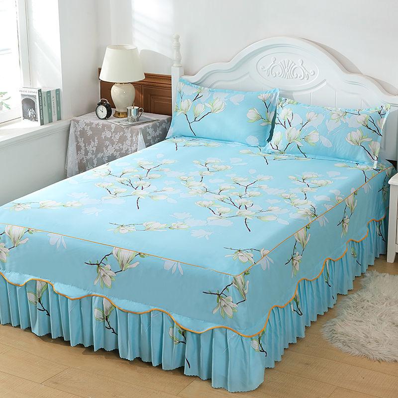 Non-slip Bed Skirt with 2 Pillowcases High Quality Simmons Protective Cover Soft Bedspread for Home