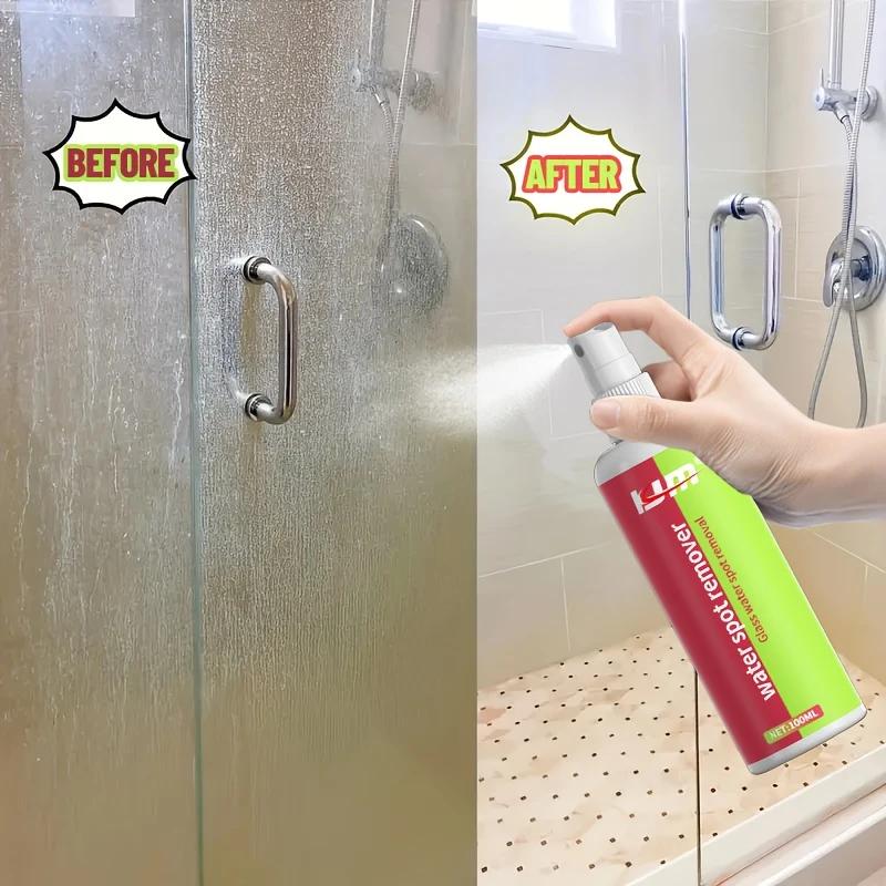 Kit de remoção de manchas de água dura, polidor de vidros de banheiro, removedor potente de água dura, descalcificante para portas de chuveiro, azulejos, aço inoxidável.