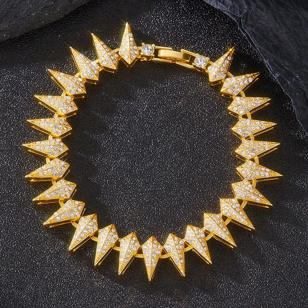 

Новый браслет-цепочка в стиле хип-хоп с блестящими кубинскими звеньями для женщин и мужчин, золотой цвет со стразами, браслеты-цепочки со льдом, браслет в стиле панк, ювелирное изделие, подарок 8inch(20cm)