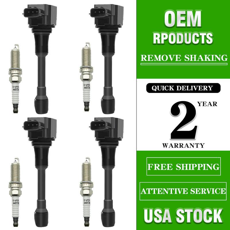4x Ignition Coil & IRIDIUM Spark Plug Kits for Nissan Altima Sentra Tiida Versa For Infiniti UF549 22448ED000