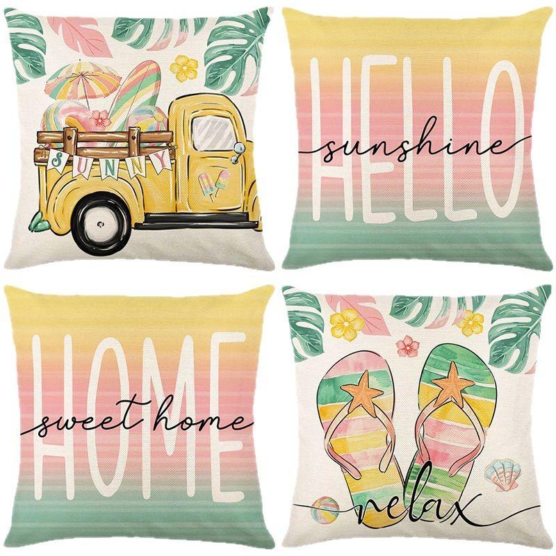 Pillow Cover New Summer Letter Home Living Room Sofa Linen Printed Pillow
