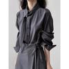 Woman Scarf Collar Solid Color Shirt French Elegant Ladies Long Sleeved Blouses Autumn Commuting Versatile Women's Top