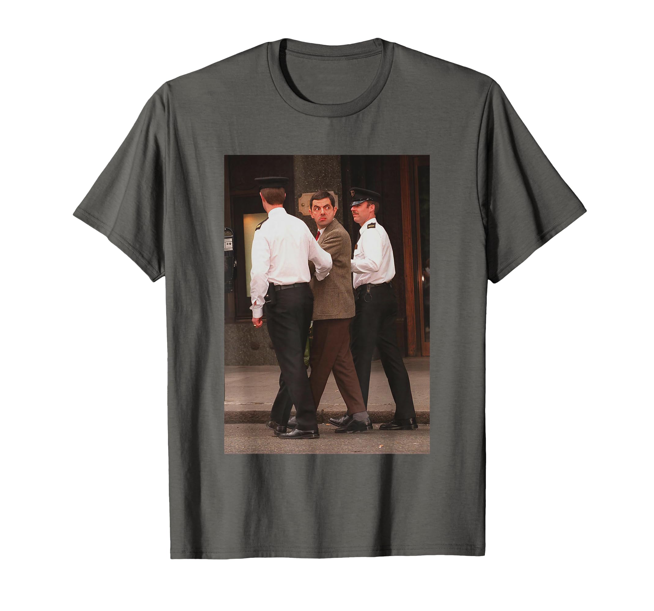 Rowan Atkinson arrested for filming Mr. Bean, 1996 T-shirt