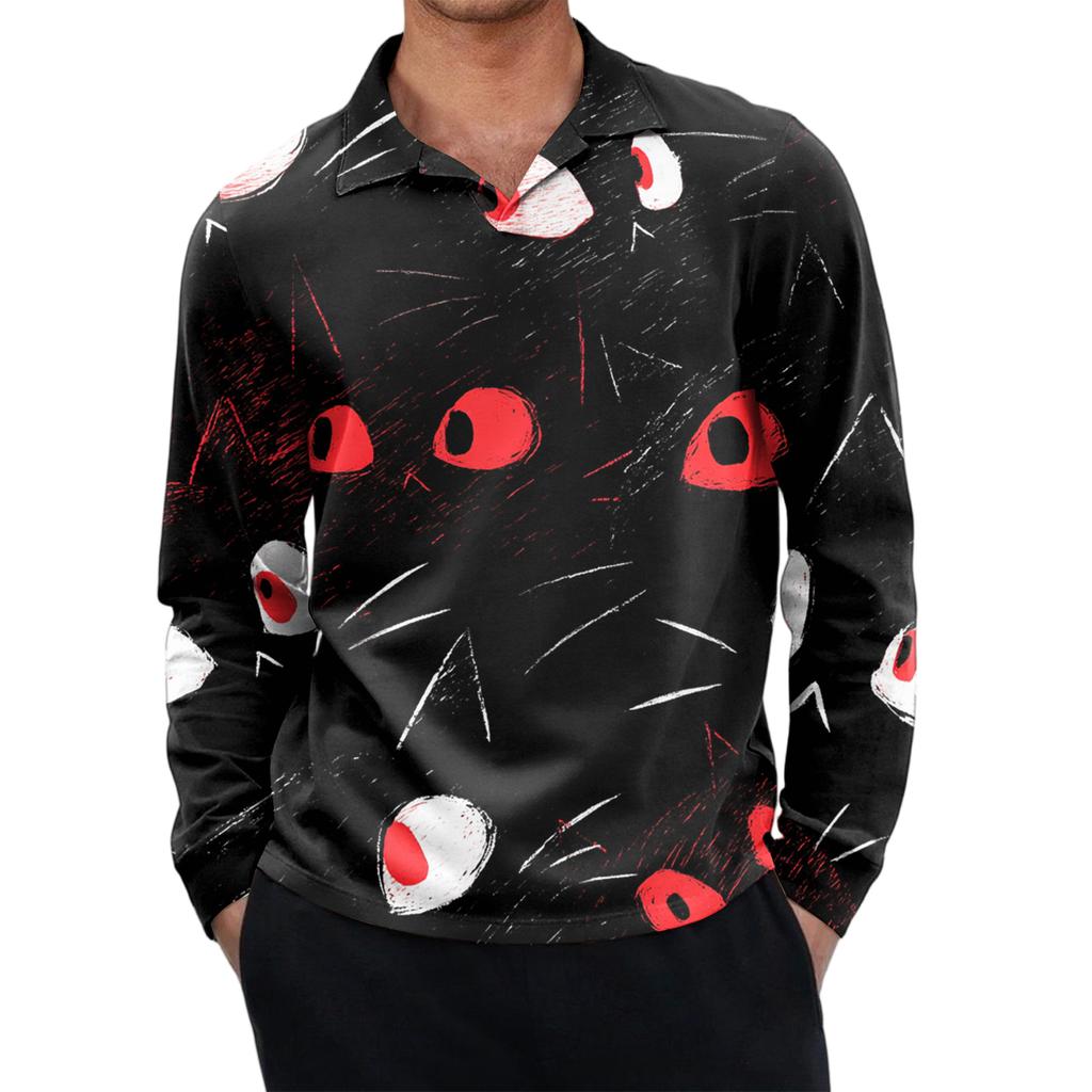 Men's Casual Retro Small V-neck Long-sleeved Top