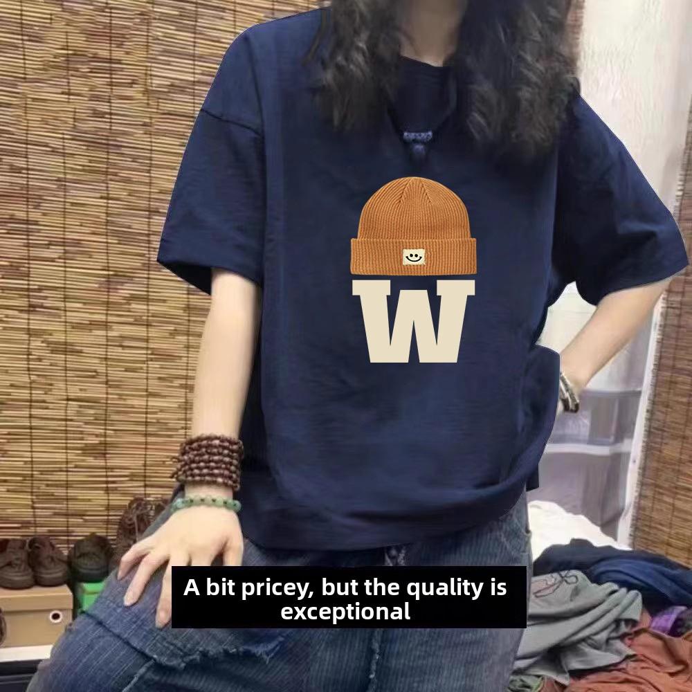 Retro Large Size Hip Hop American Sle Cotton T-irt Women's Summer Loose Design Ort Sve Trendy Brand F Sve Top