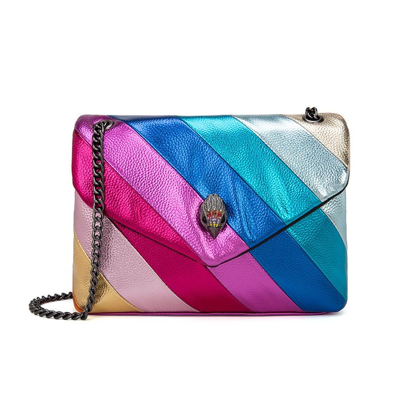 Яркая радужная сумка через плечо с цепочкой в виде головы орла из ПУ для модных трендов