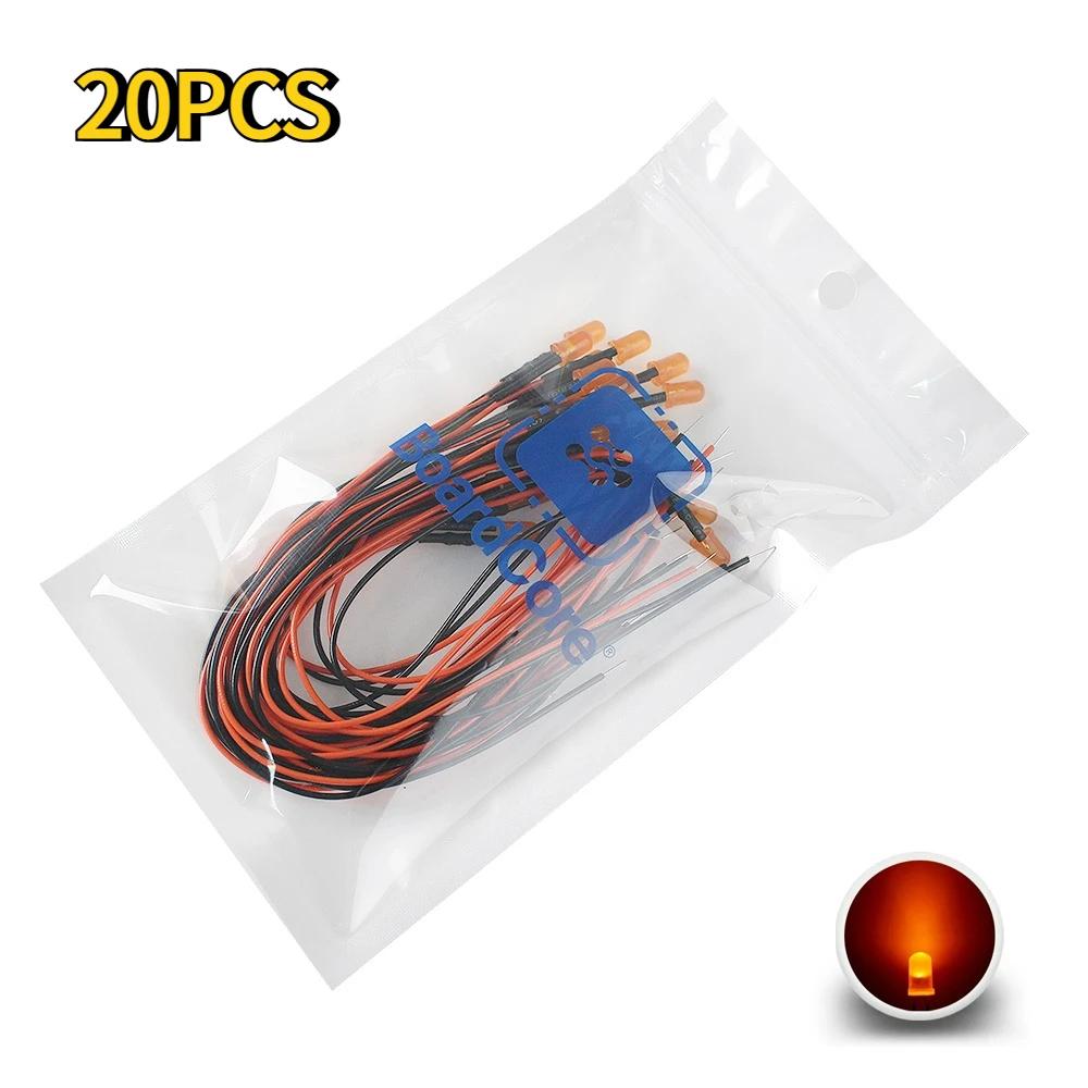 20PCS Prewired LED Diode 5mm 12V Ultra Bright Emitting Diodes Lamp DIY Projects White Red Green Blue Orange Yellow