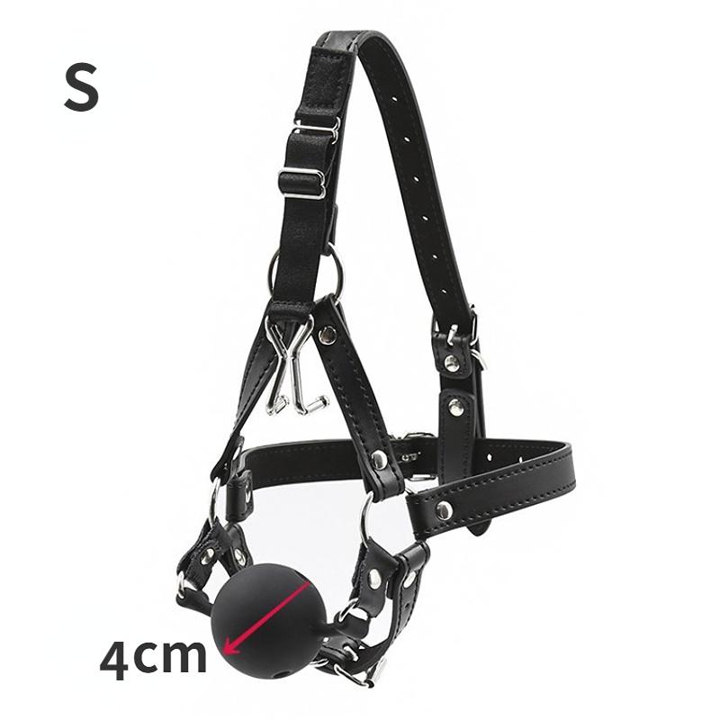 Mouth Gag Ball and Nose Hook for Fetish Role Play Bdsm Bondage Harness Strap Head Belts with Silicone Hollow Sex Toys Adult Game