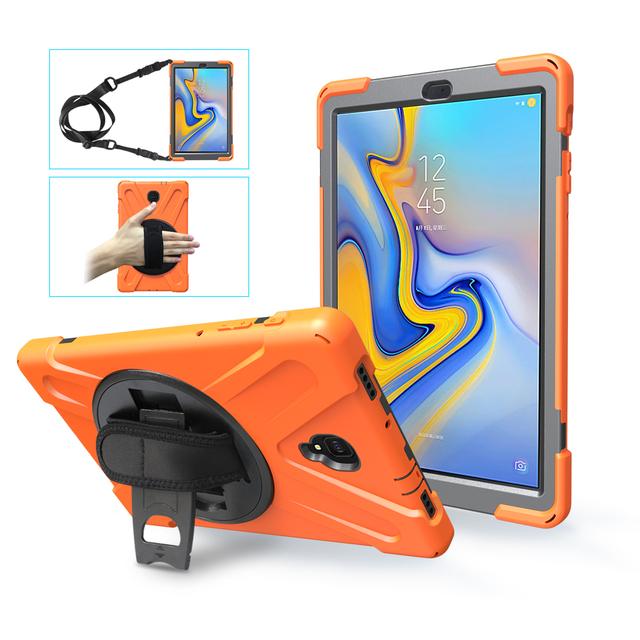 

Rotating Hybrid Case For Samsung Galaxy Tab S5E SM-T720 T725 A 10.5 T590 T595 10.1 T510 T515 Rugged Cover Hand Shoulder Strap Tab A 10.1 T510 T515 помаранчевий