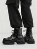 Designer Rivet  Men's Motorcycle Boots Punk Shoes Rock Stage Style Lace Up Thick Sole 4.5CM Elevator Shoes Men Leather Boots