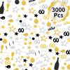 3000 Pieces Happy Birthday Number 60 Confetti - Black Gold Silver Party Decorations for Cake, Table Scatter, Anniversary (60th Style)
