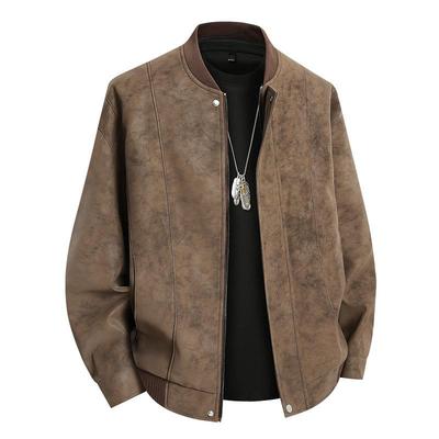 Leather Jacket Men Suede Coats Spring Windbreaker Oversize Street Moto Autumn Brand Waterproof Softshell