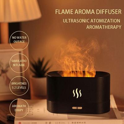 180ml USB Essential Oil Diffuser Simulation Flame Ultrasonic Humidifier Cool Mist Maker Fogger Led Essential Oil Flame Lamp Night Light