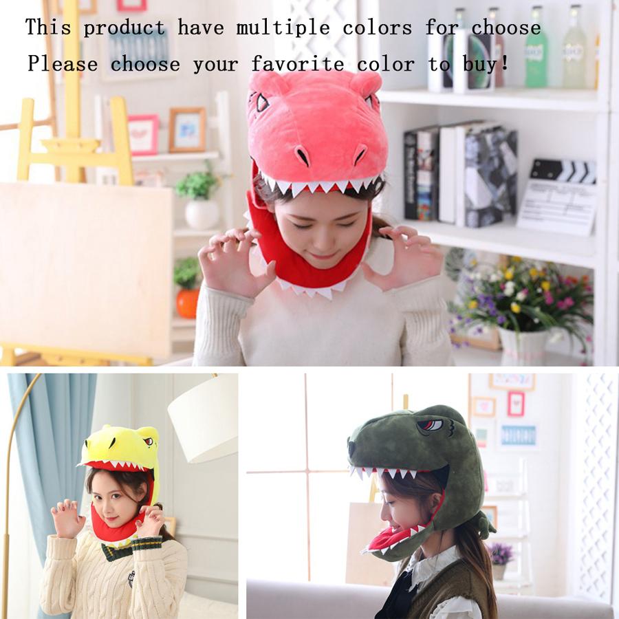 Lustige Cosplay Tier Dinosaurier Kopfbedeckung Niedliche Kopfbedeckung Plüschmütze Kostümparty Süß Halloween Heimdeko Ornament Kappe Requisiten